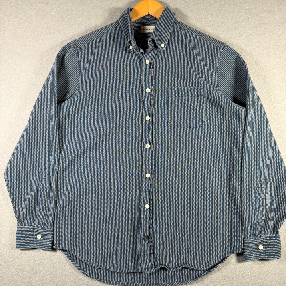 Taylor Stitch Mens Blue White Striped Long Sleeve Button Down Shirt Size 42